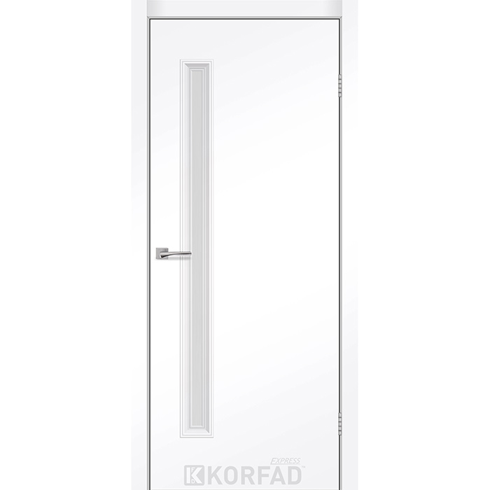 Межкомнатные двери Корфад Экспресс Corner Glass-01 Белый Мат Кристал Изображение