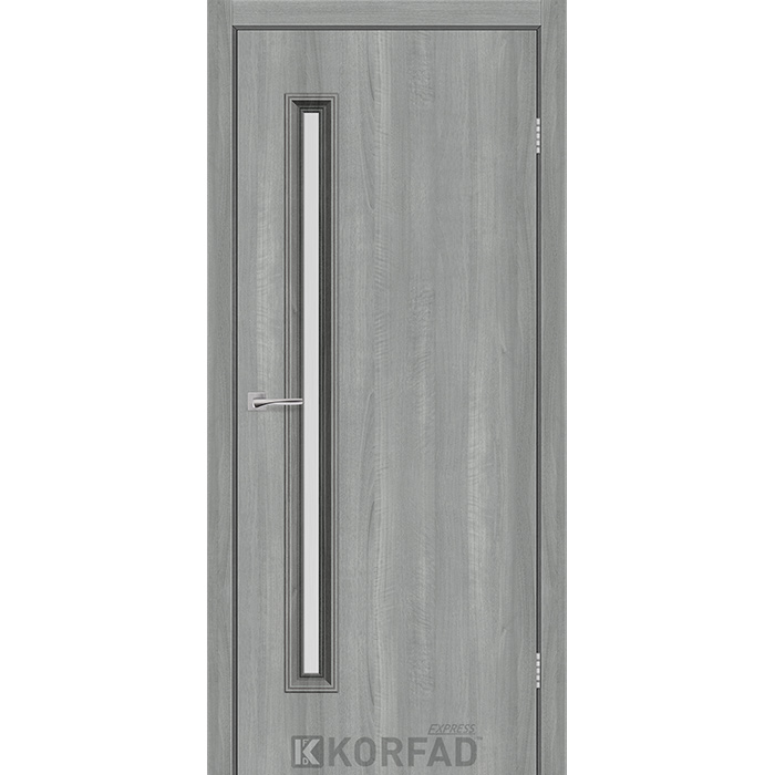 Межкомнатные двери Корфад Экспресс Corner Glass-01 Ясень Стальной Изображение