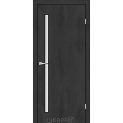 Межкомнатные двери Корфад Экспресс Corner Glass-03 Бетон Графит черная кромка Изображение