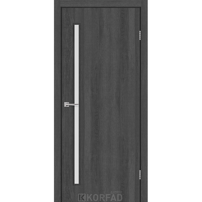 Міжкімнатні двері Корфад Експрес Corner Glass-03 Ясен Граніт чорна кромка Зображення