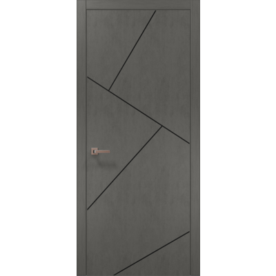 Міжкімнатні двері Папа Карло PL-15 Бетон сірий молдінг чорний Зображення